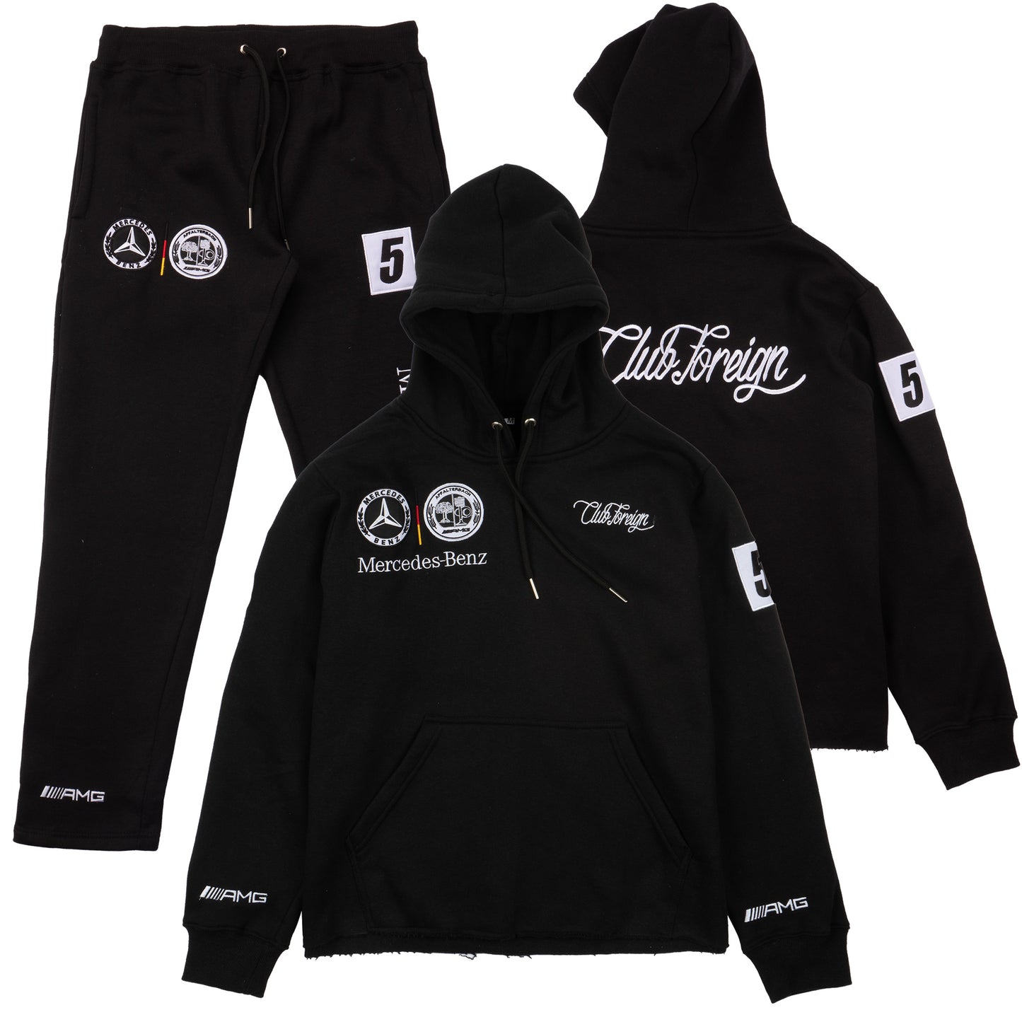 ClubForeign "Club M" Sweatsuit Black Raw cut