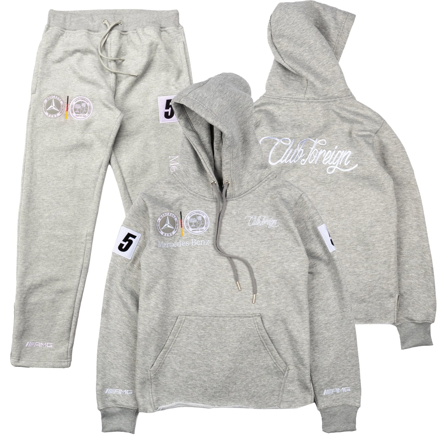 ClubForeign "Club M" Sweatsuit Grey Raw cut