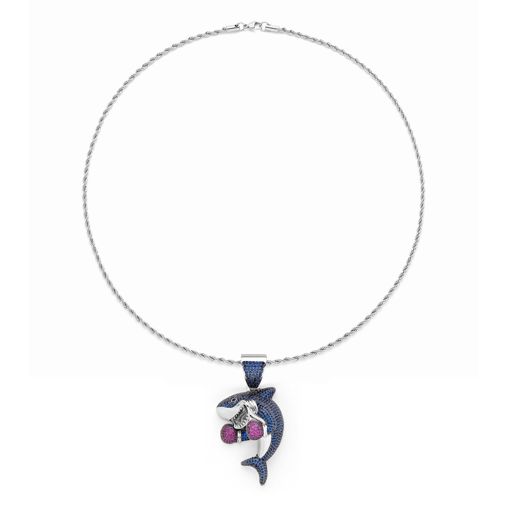 Shark Pendant with 14K Gold Plated Rope Chain