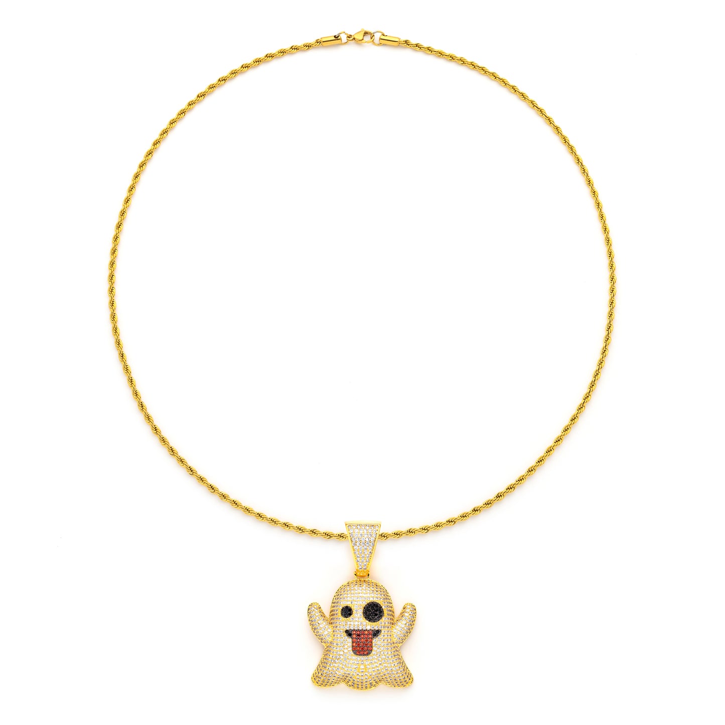 Ghost Pendant with 14K Gold Plated Rope Chain