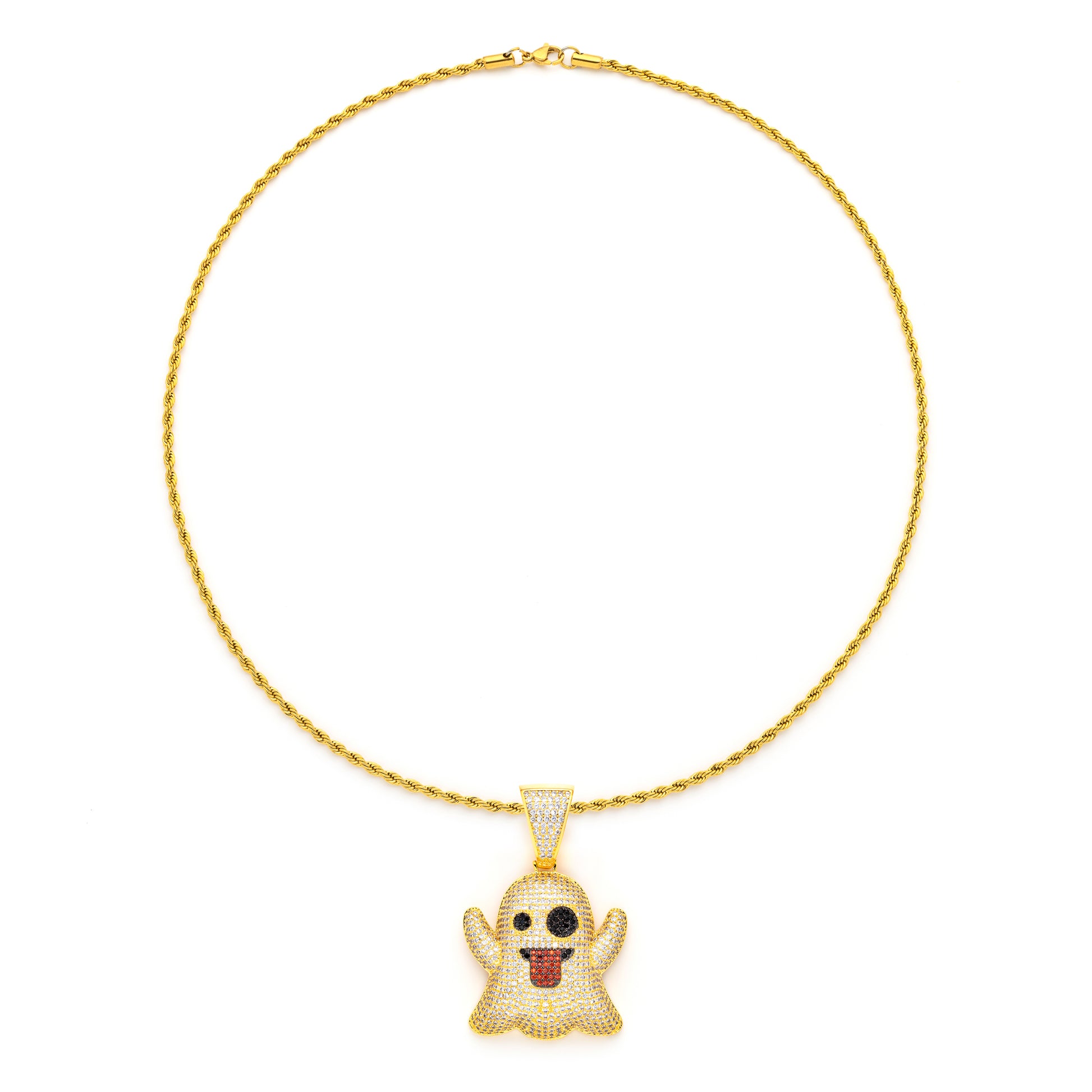 Ghost Pendant with 14K Gold Plated Rope Chain