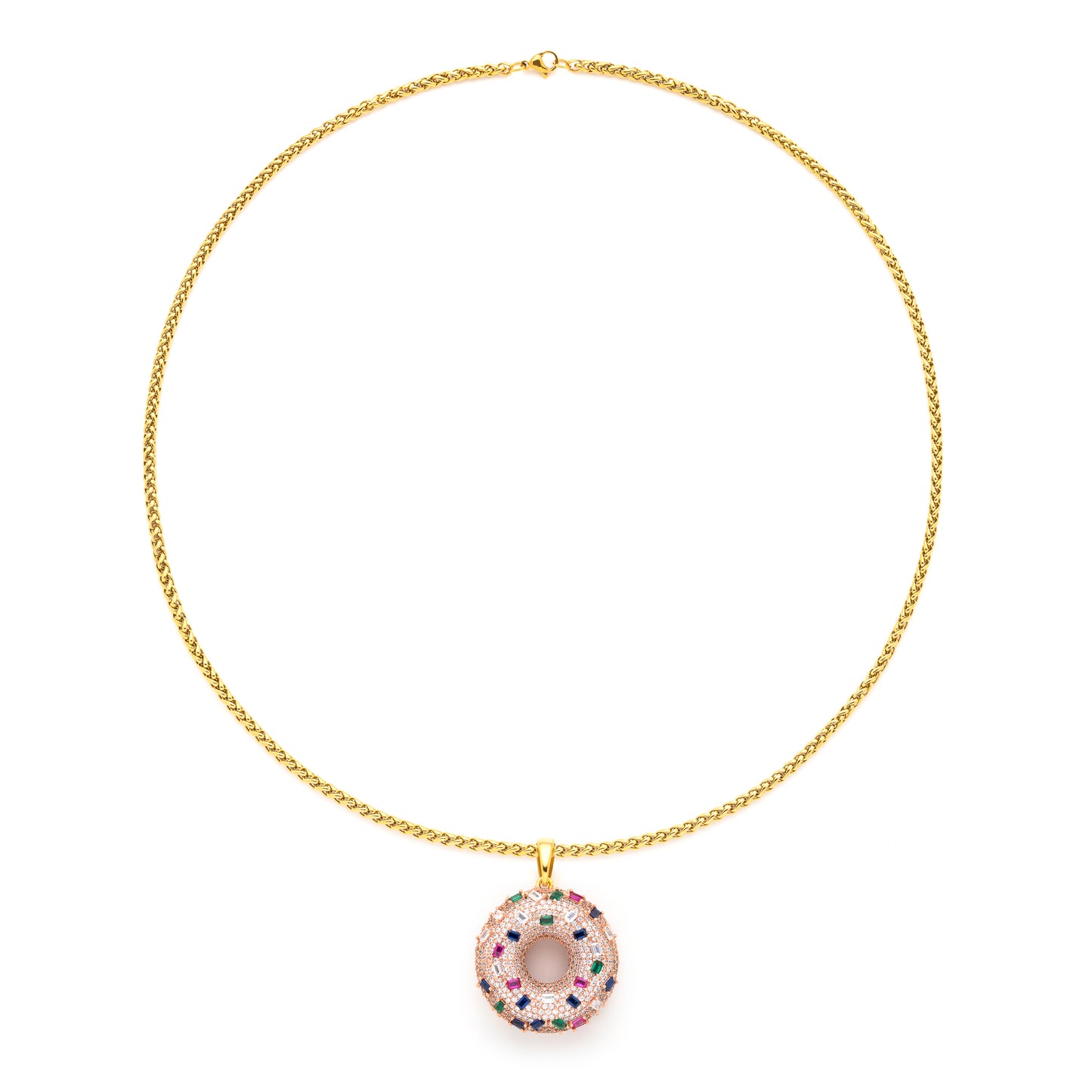Donut Pendant with 14K Gold Plated Chain