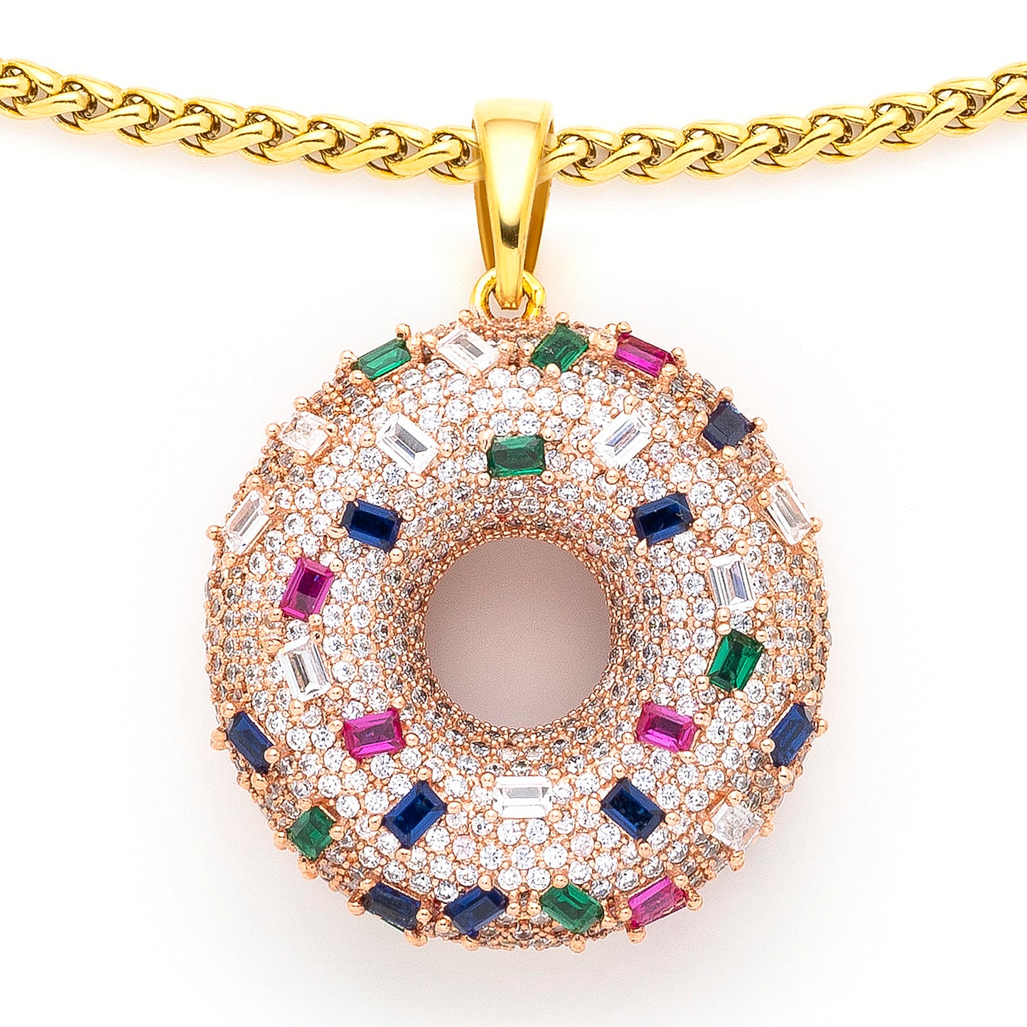 Donut Pendant with 14K Gold Plated Chain
