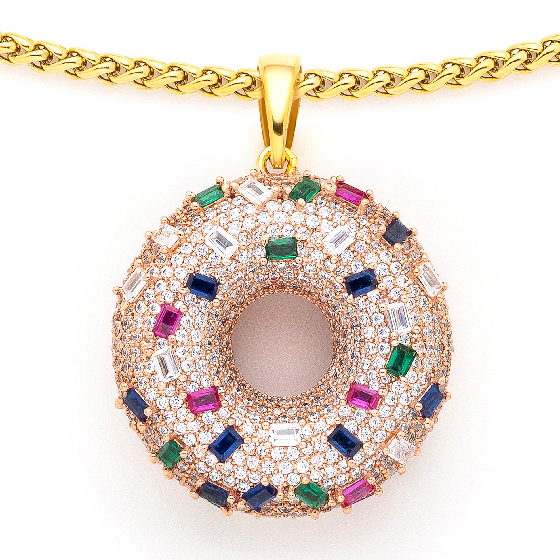 Donut Pendant with 14K Gold Plated Chain