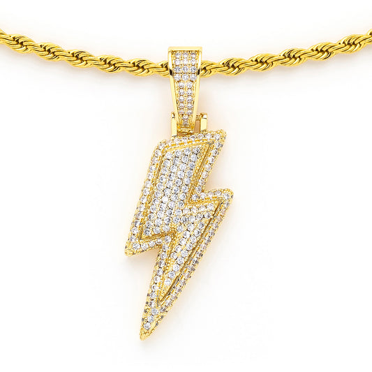Lightning Pendant with 14K Gold Plated Rope Chain