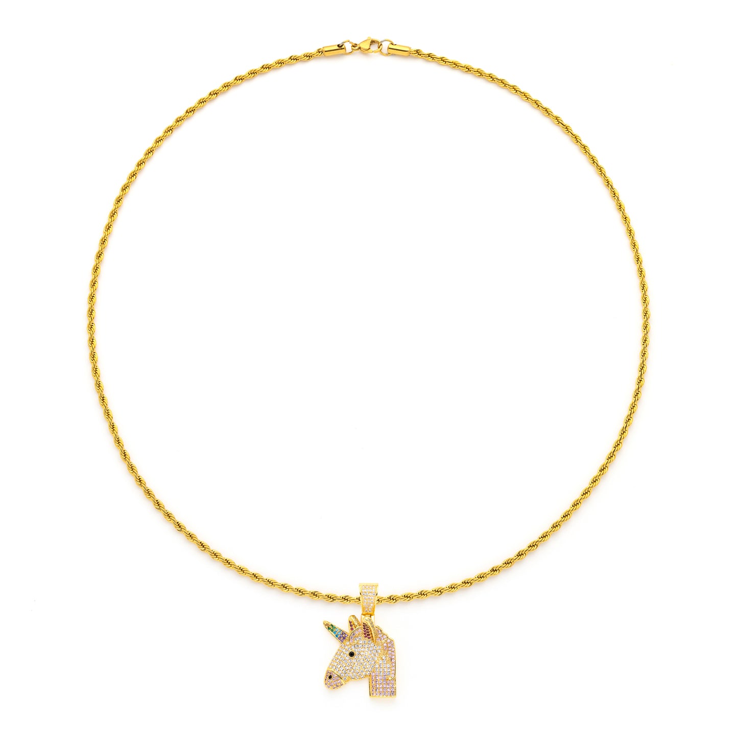 Unicorn Pendant with 14K Gold Plated Rope Chain