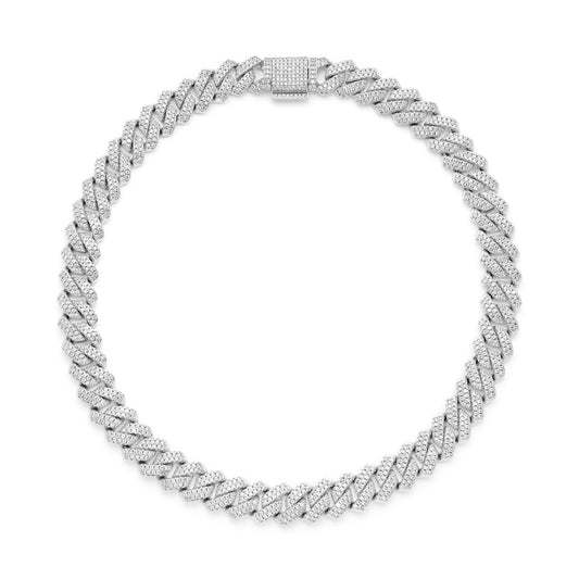 14K White Gold Plated Iced Out Cuban Link Chain