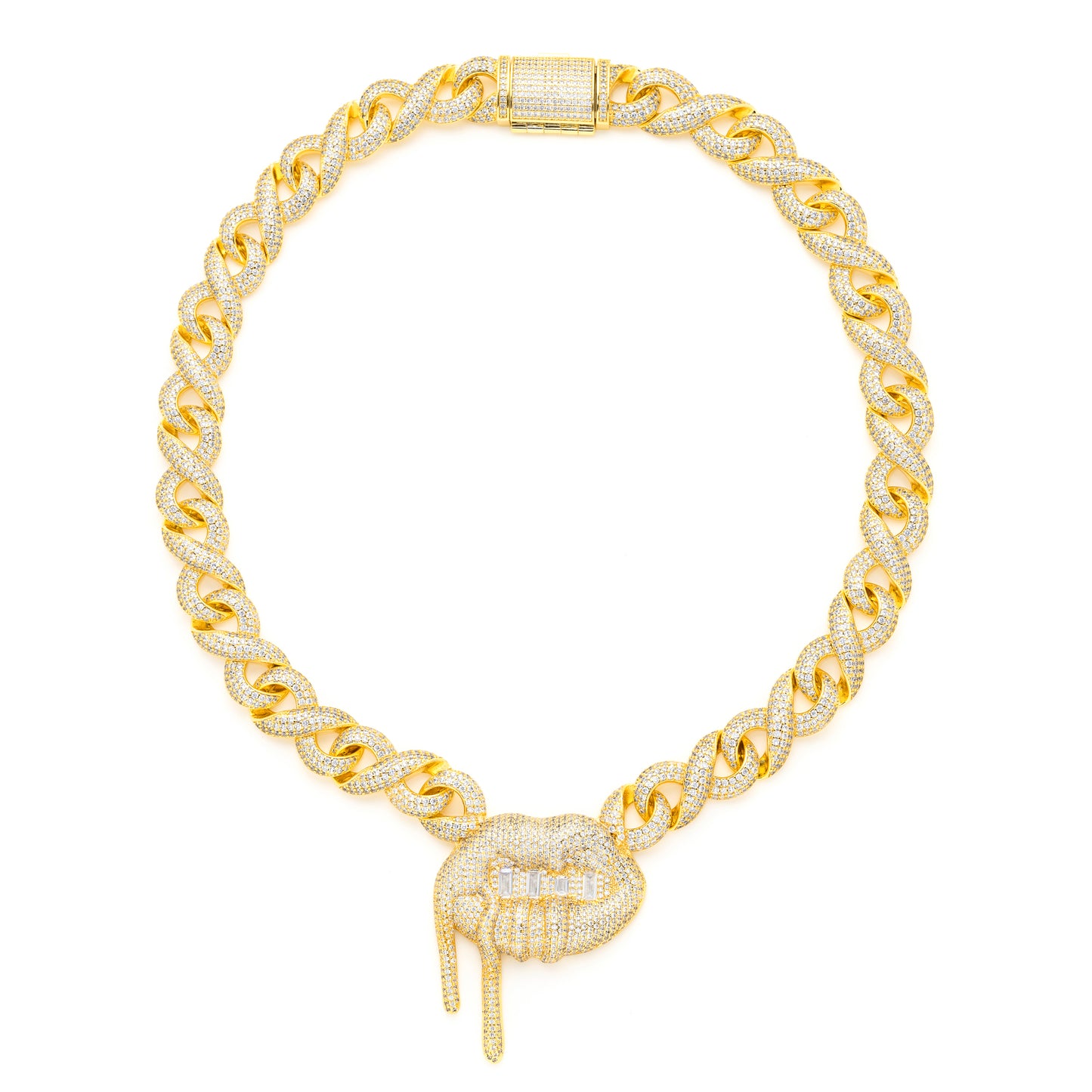 Iced Out Infinity Necklace, 18K Gold Plated