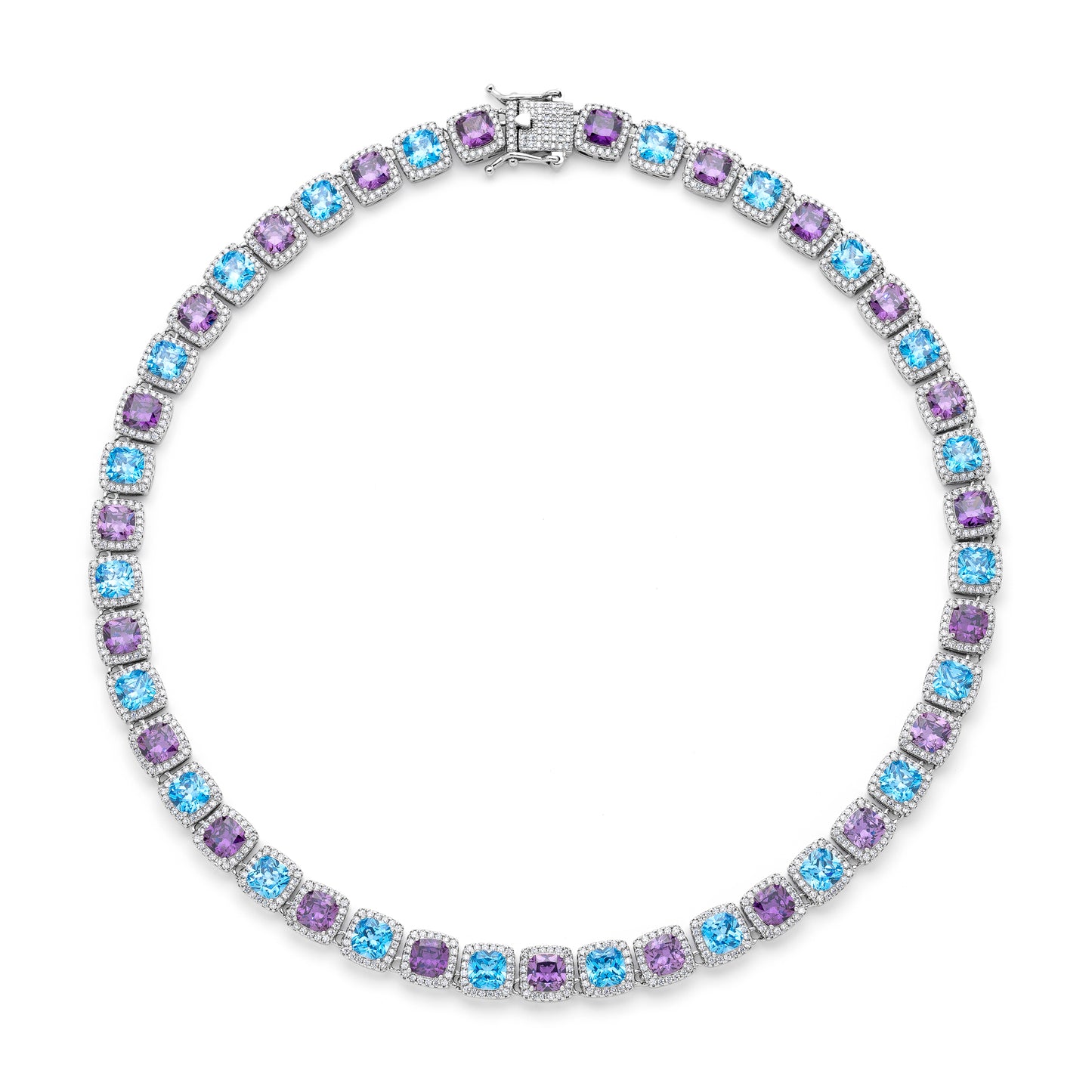 18K Gold Plated Clustered Tennis Necklace