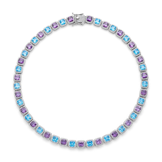 18K Gold Plated Clustered Tennis Necklace