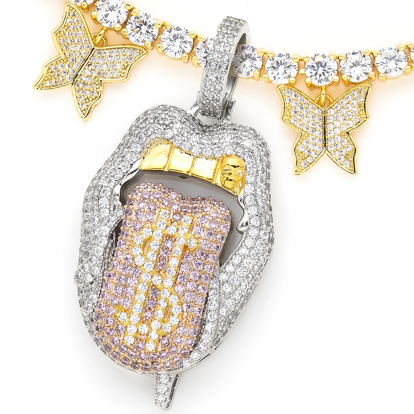 5mm Round Cut Tennis Necklace with Pendants Mix