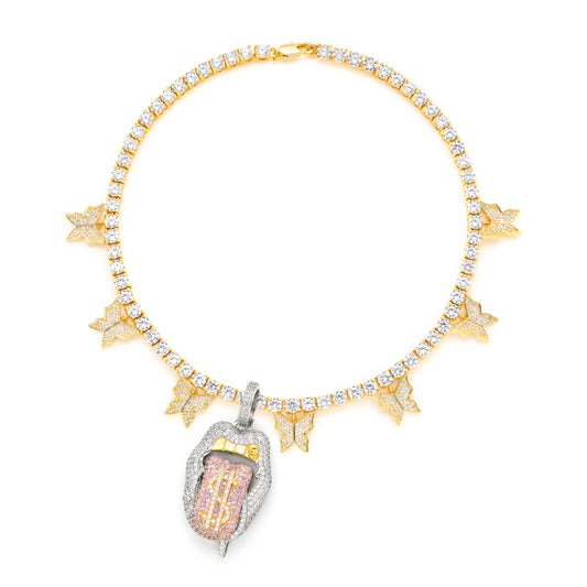 5mm Round Cut Tennis Necklace with Pendants Mix