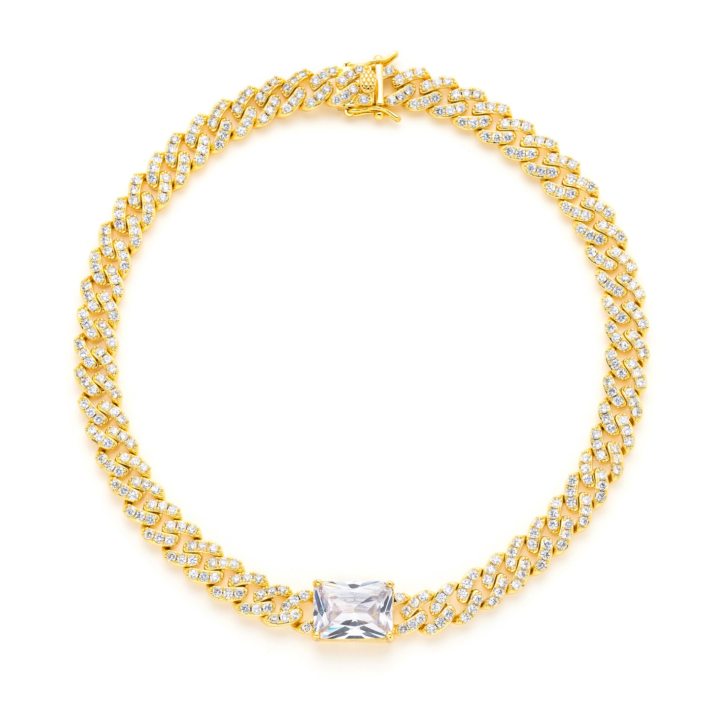 10mm Iced Out Cuban Link with Large Stone