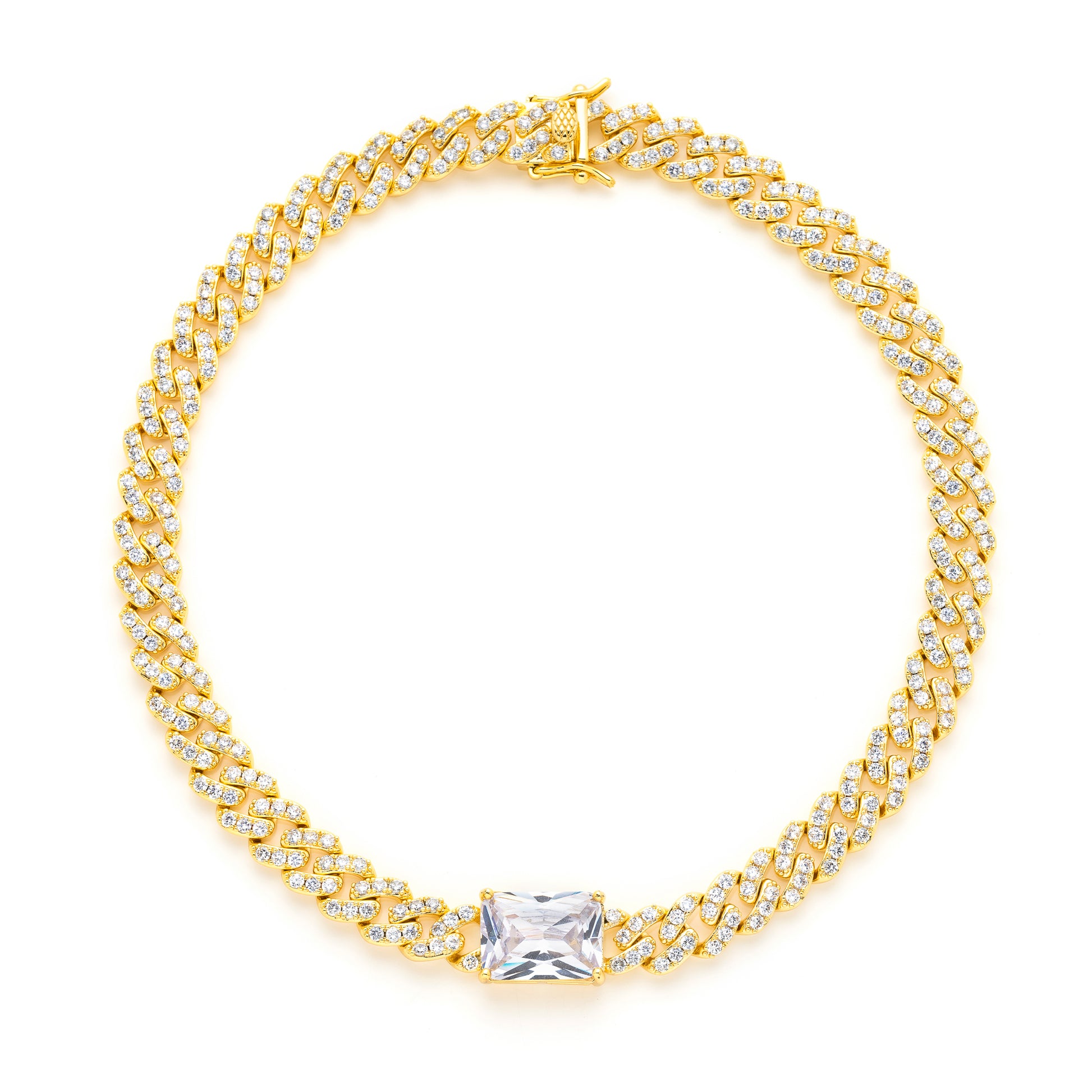 10mm Iced Out Cuban Link with Large Stone