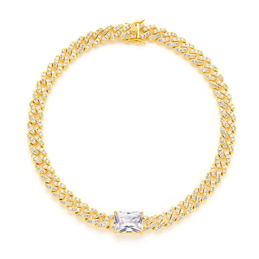 10mm Iced Out Cuban Link with Large Stone