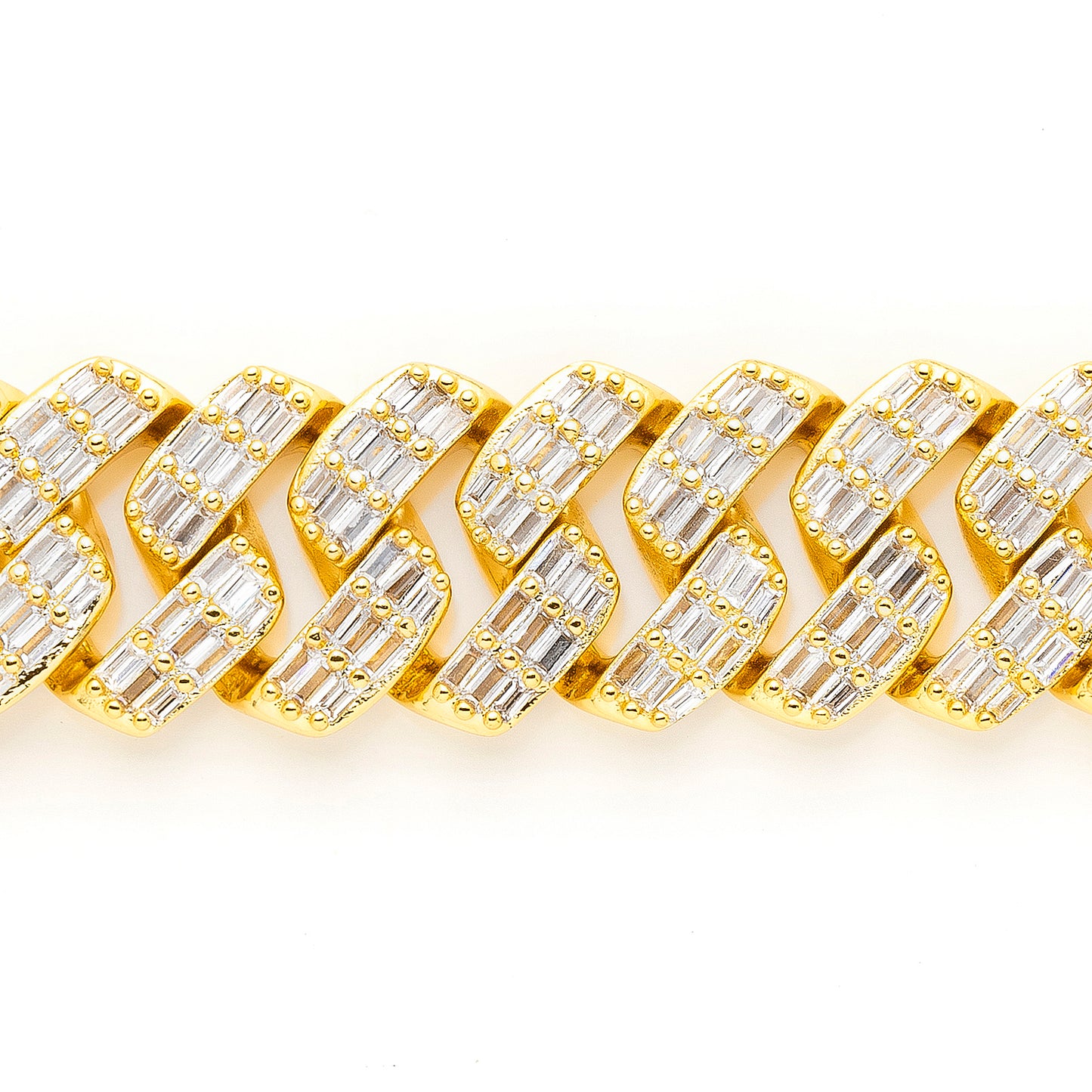 Baguette Iced Out Cuban Link 14K Gold Plated Bracelet