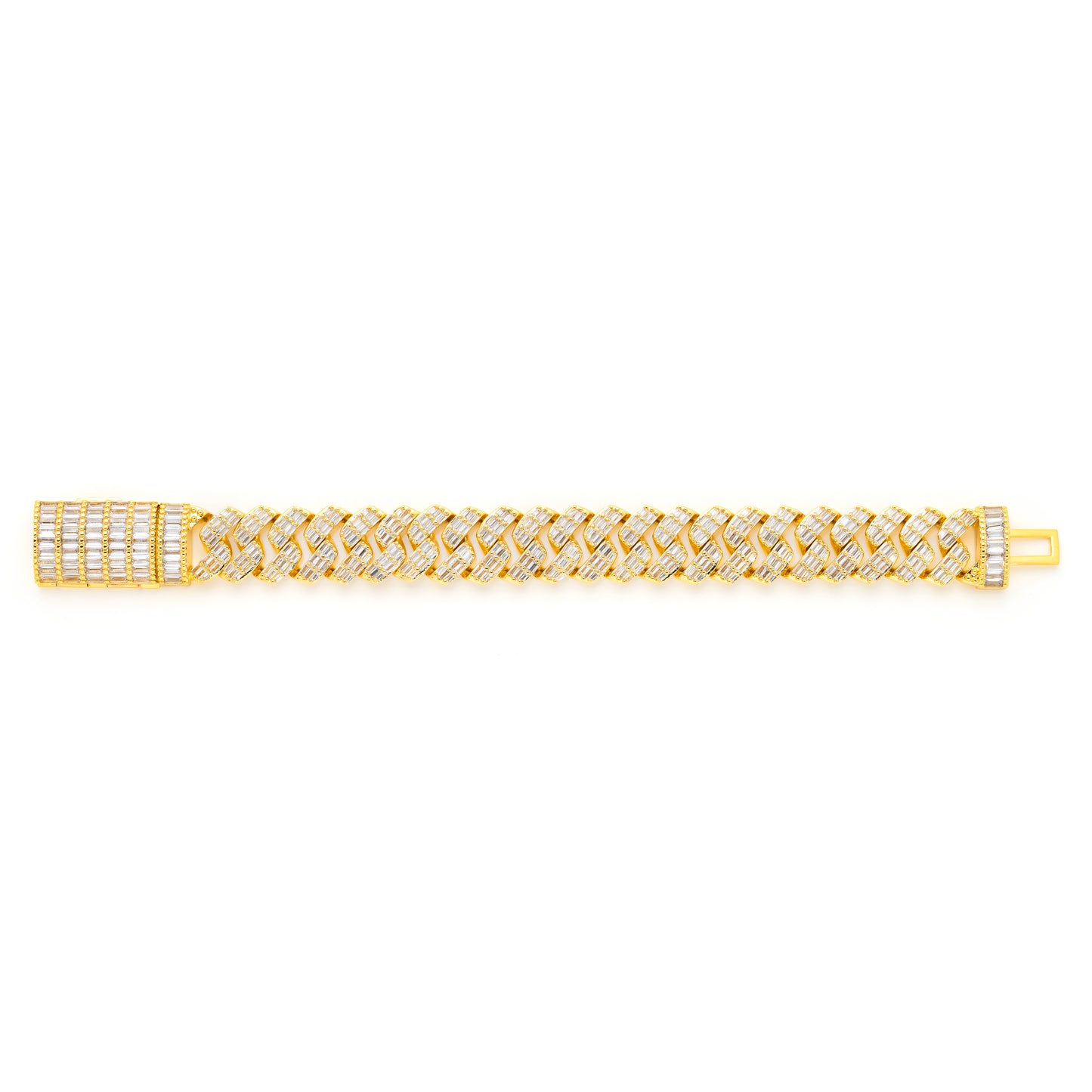 Baguette Iced Out Cuban Link 14K Gold Plated Bracelet