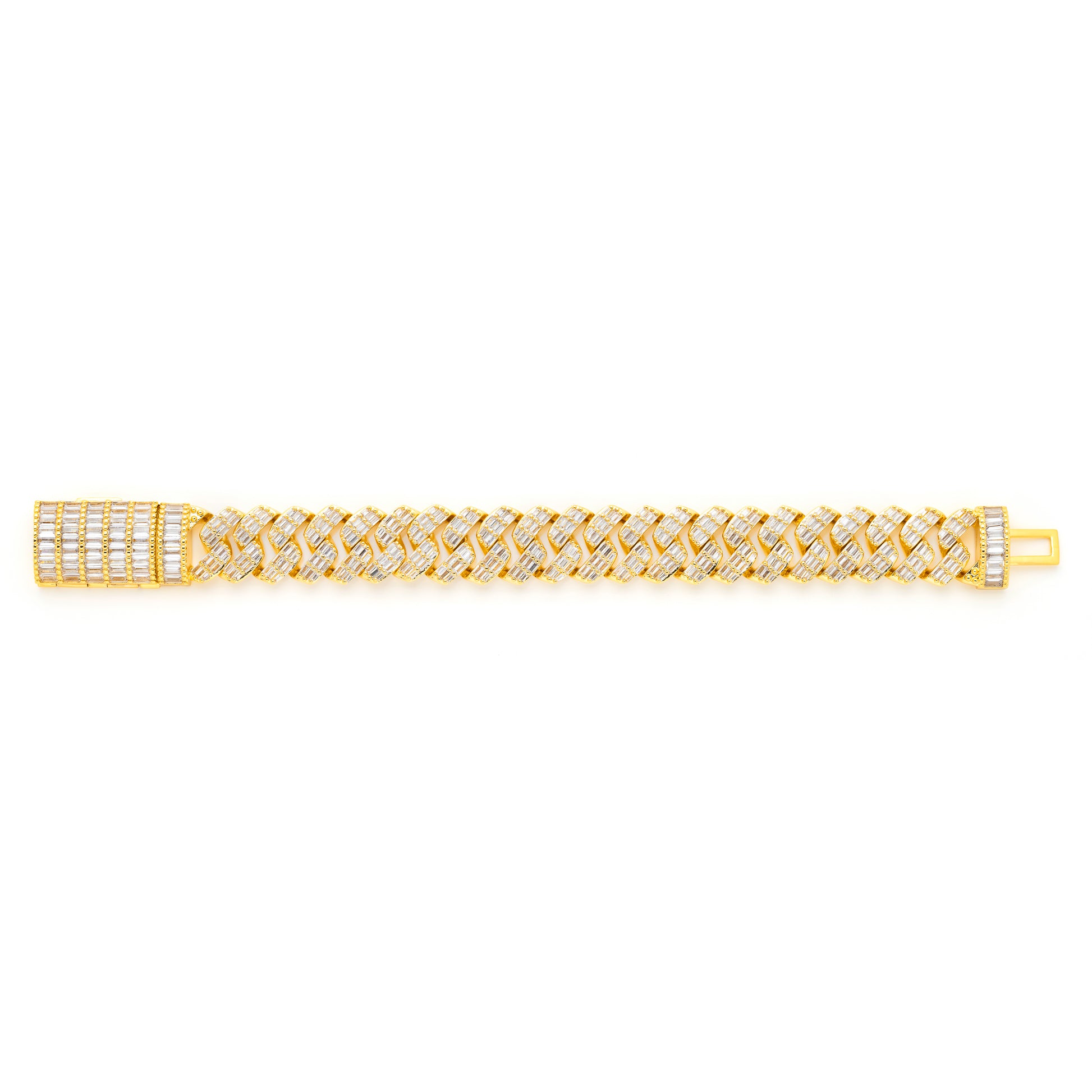 Baguette Iced Out Cuban Link 14K Gold Plated Bracelet