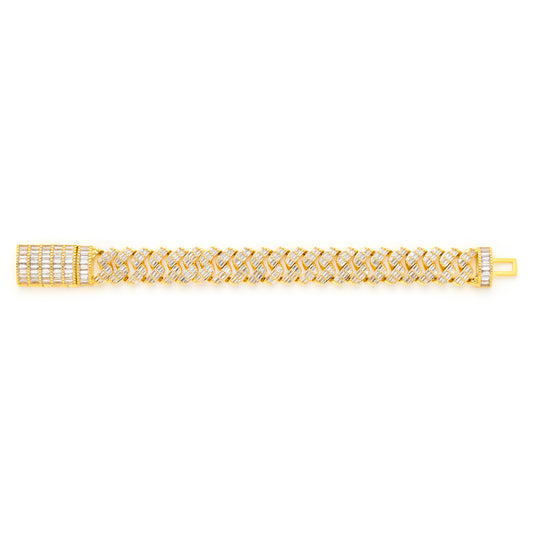 Baguette Iced Out Cuban Link 14K Gold Plated Bracelet