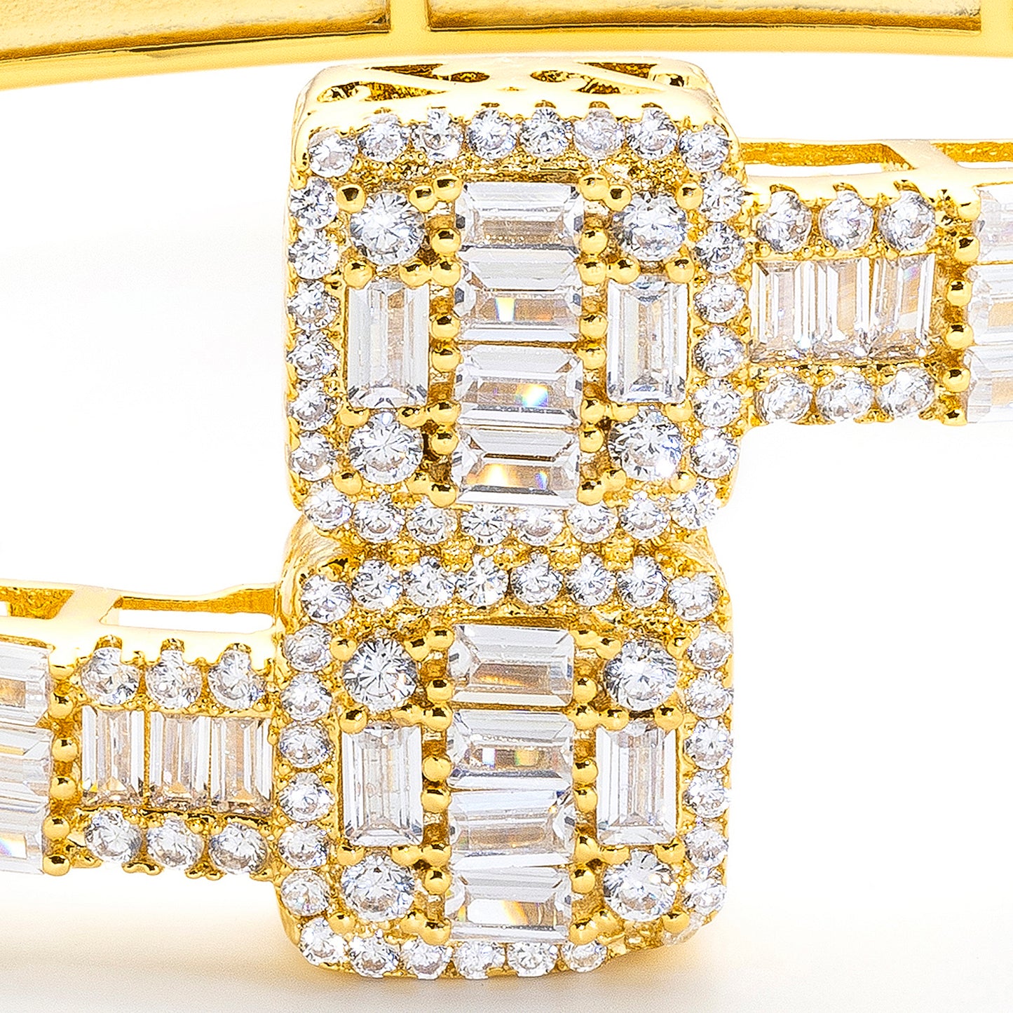 14K Yellow Gold Baguette Square Bangle Bracelet