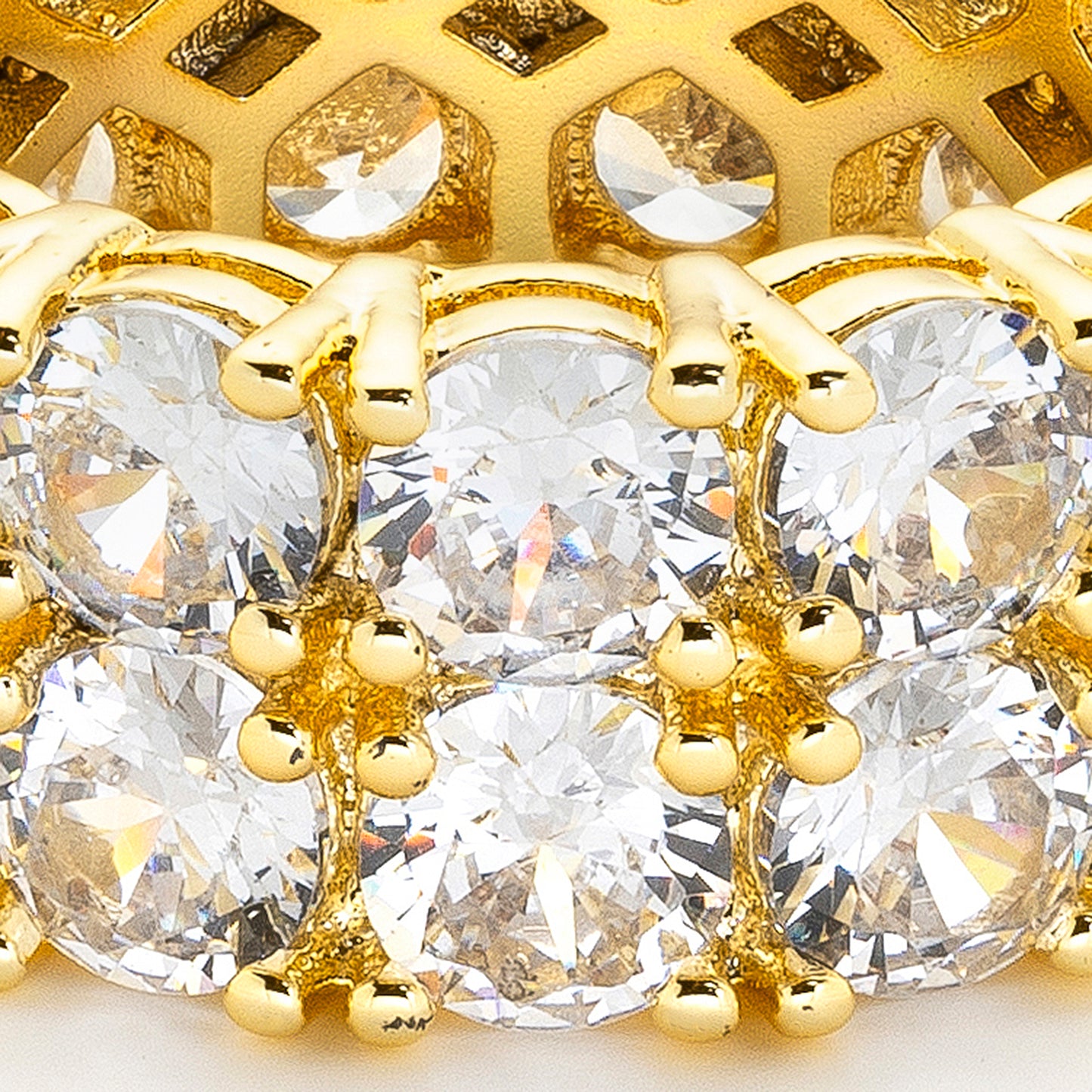 5mm Double Layer Diamond Band Ring 14K Gold Plated