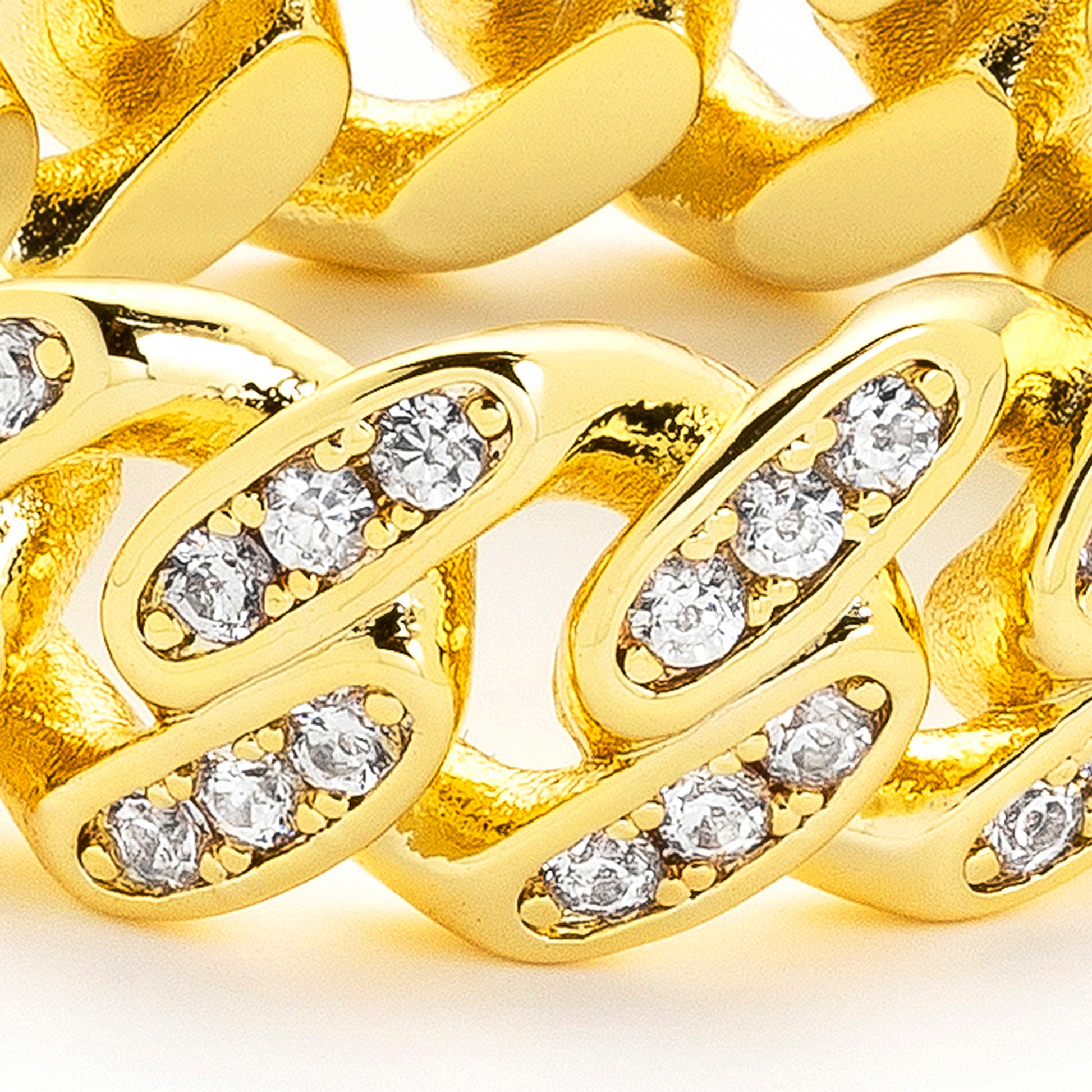 18K Iced Out Cuban Link Ring 18K Gold Plated