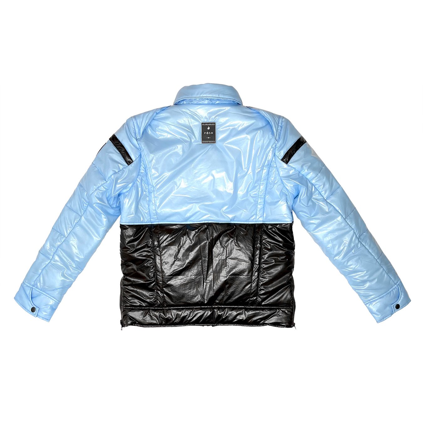 Posh Two Tone Light Baby Blue Bubble jacket back