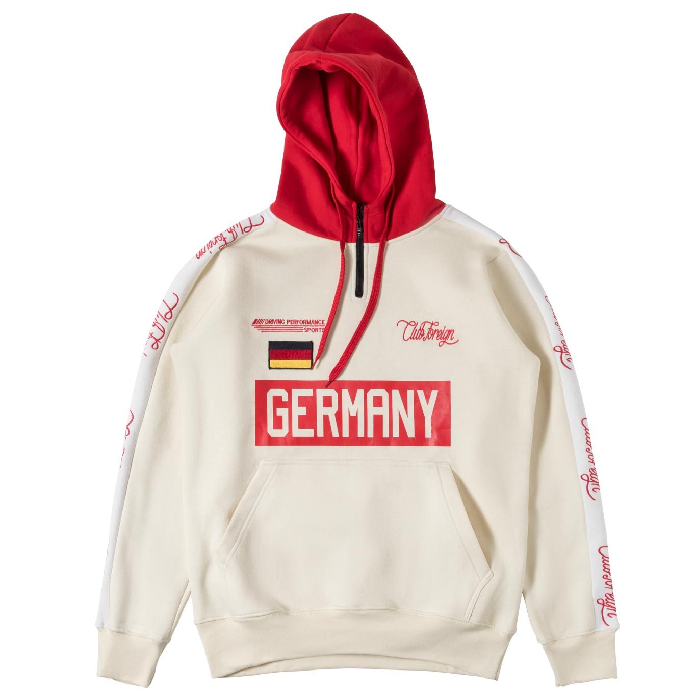 ClubForeign Germany Embroidered Sweatsuit with Neck Zip, Beige - Trends Society