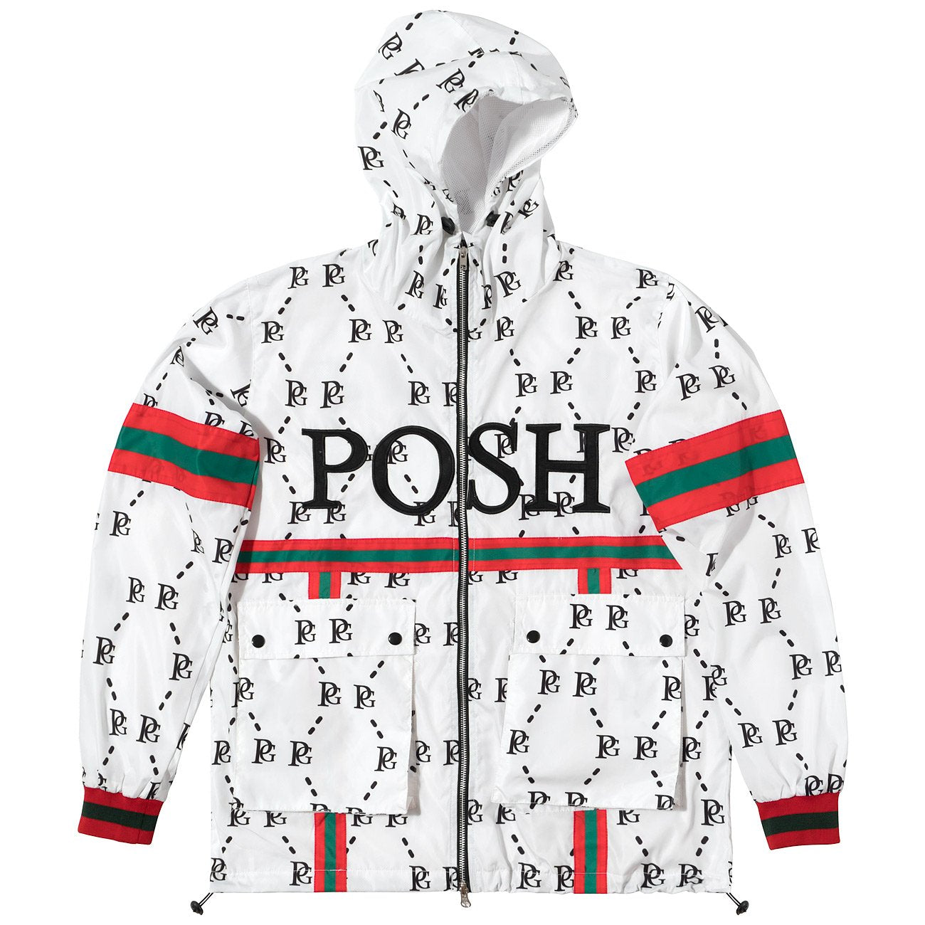 Posh PG Windbreaker Full Zip Jacket White - Trends Society