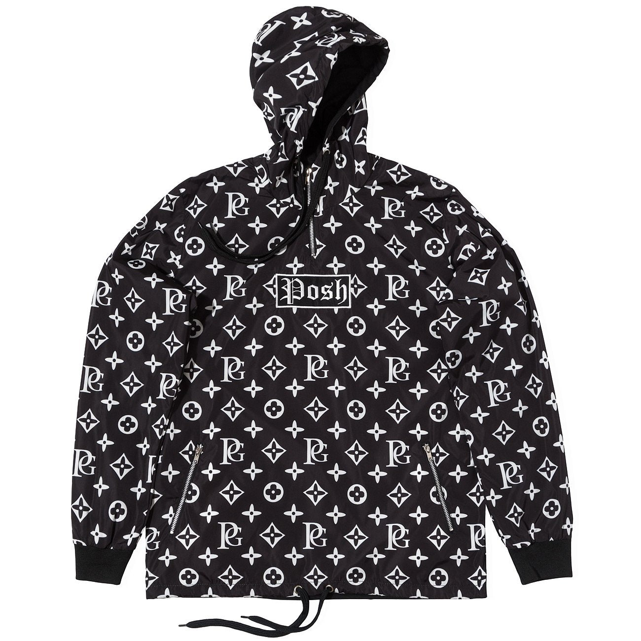 Posh LV_SPRM Windbreaker Hoodie Jacket Black - Trends Society