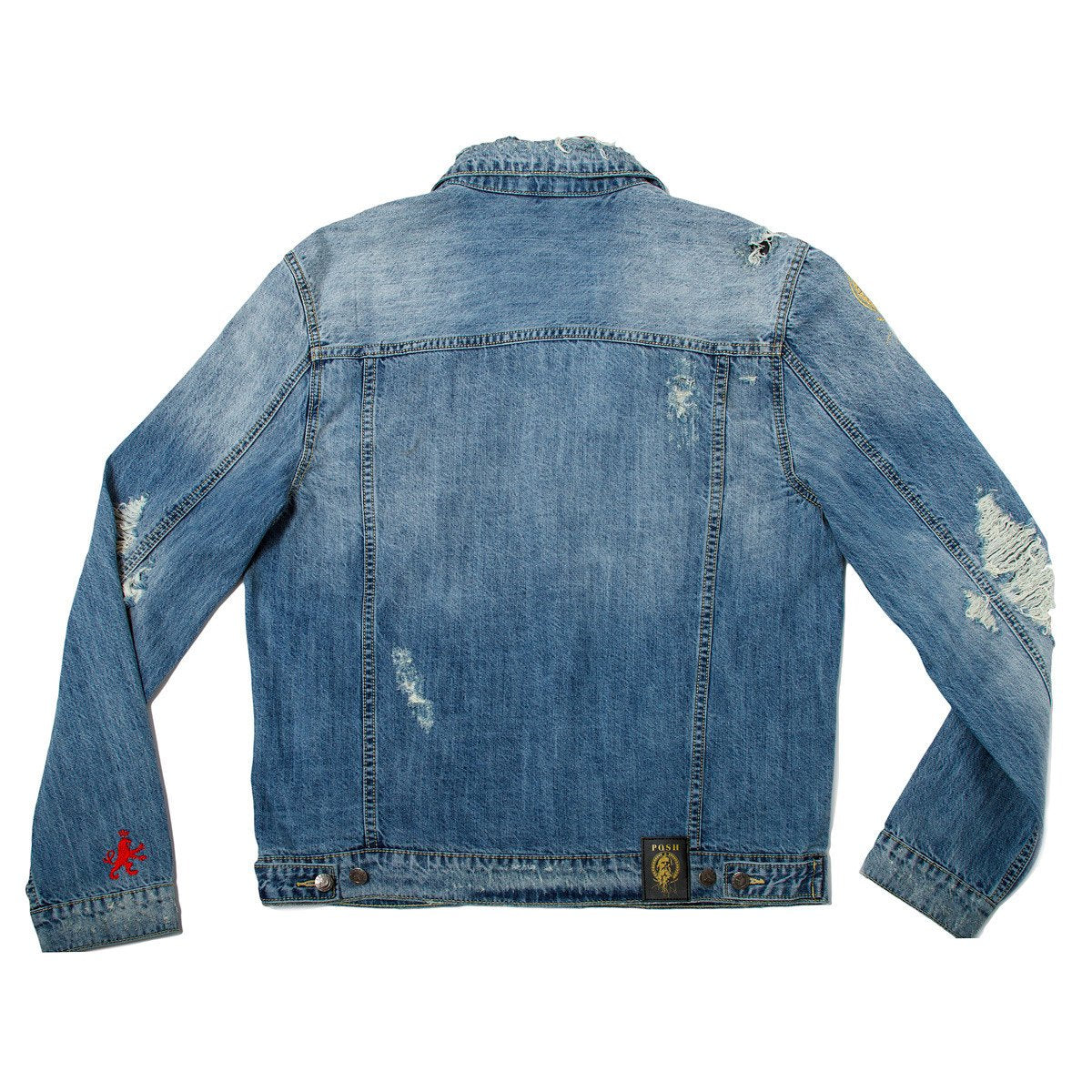 Posh Denim Distressed Jacket - Washed Blue - Trends Society
