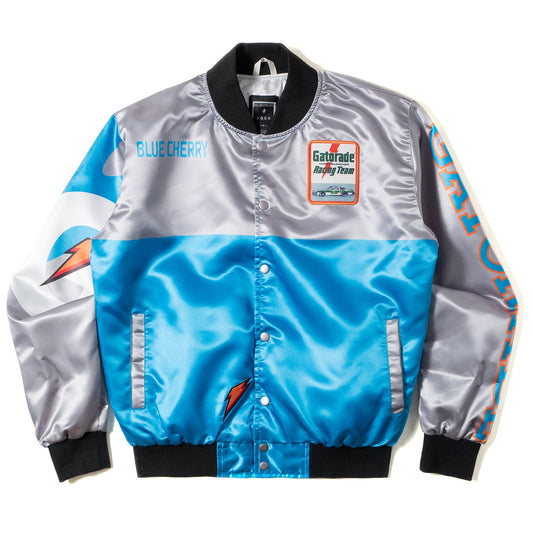 Posh "GatoRacing" Two Tone Satin Racing Jacket Blue Cherry - Trends Society