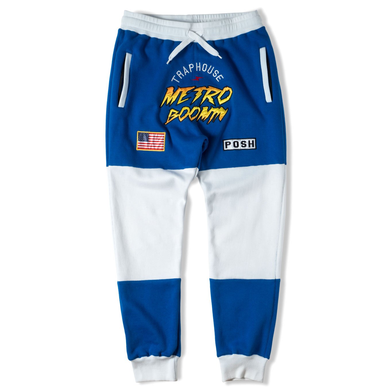 Posh Metroboomin Embroidered Men Sweatsuit Blue and White - Trends Society