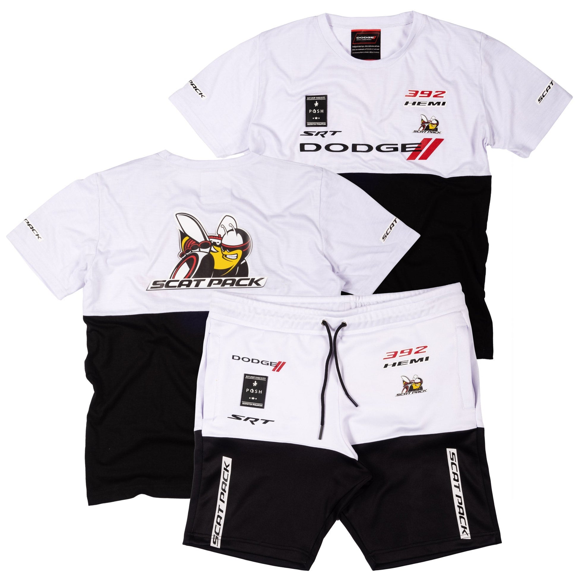 Dodge Scatpack SRT Shorts Set  White-Black - Licensed