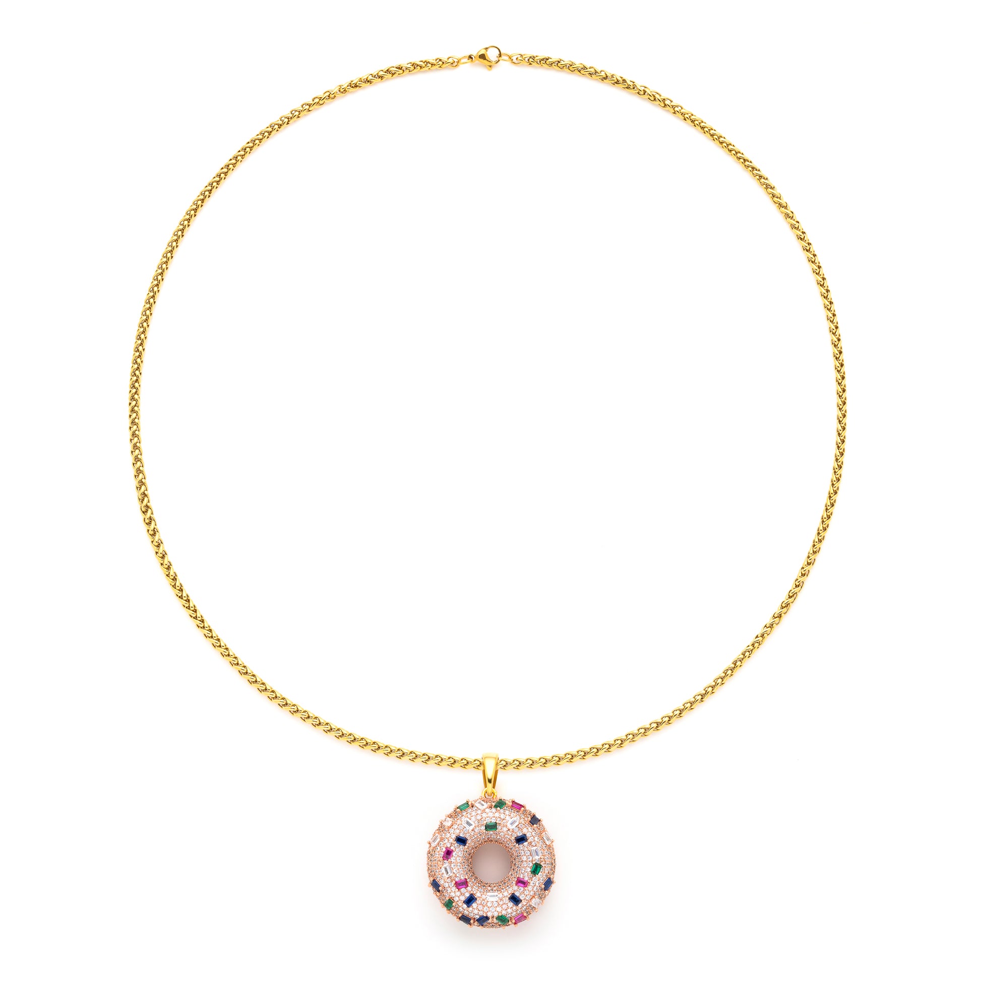 Donut Pendant with 14K Gold Plated Chain